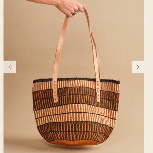 Jenna Bee Medium Brown Stripes Sisal Basket Bag